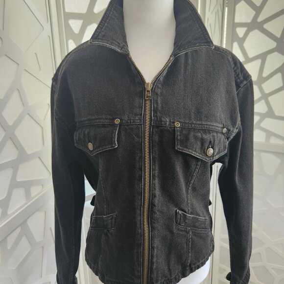 Women's Vintage Black Jean Jacket "Liz Wear" - Picture 3 of 7
